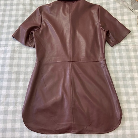 Soaked Faux Leather Brown Mini Dress | Contemporary Western Short Sleeve Small - Picture 6 of 14